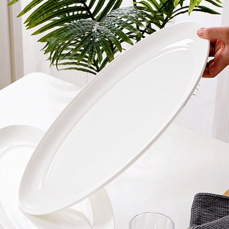 Bone China Tableware: 18-Inch Oval Long Plate, Large Household Plate
