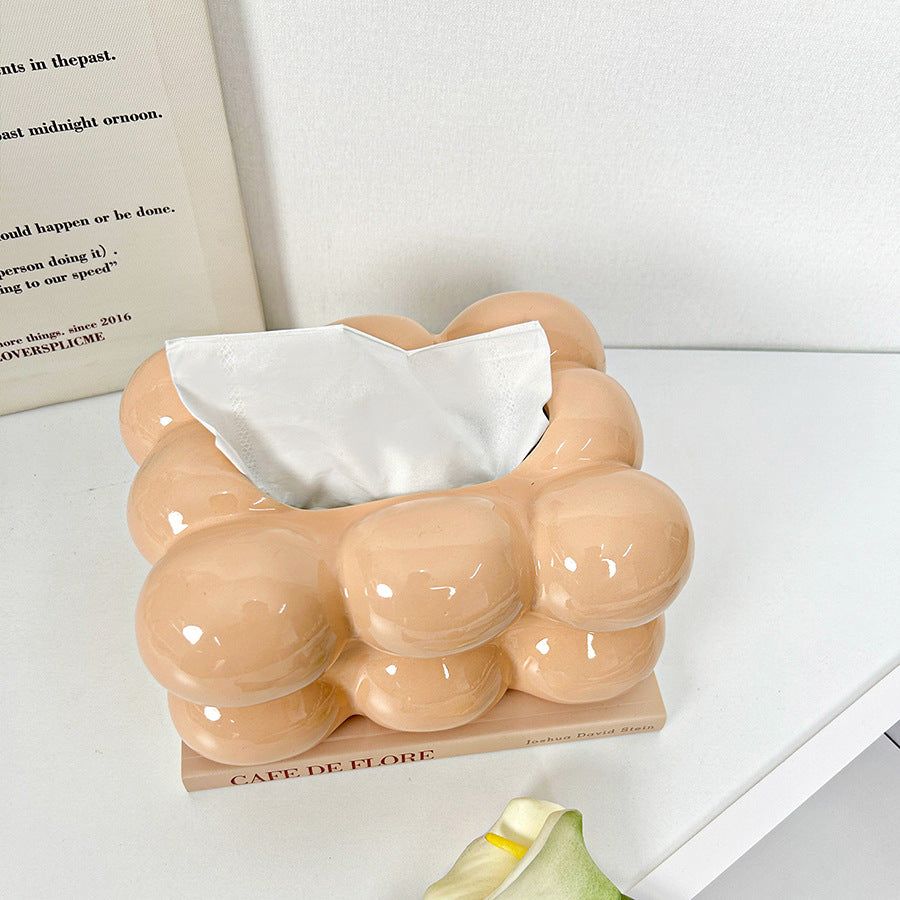 High appearance level light luxury marshmallow cream wind candy table ceramic tissue box