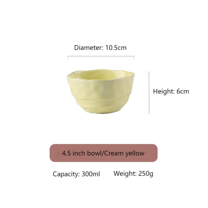 Household two-ear ceramic handle soup bowl baking bowl salad fruit bowl