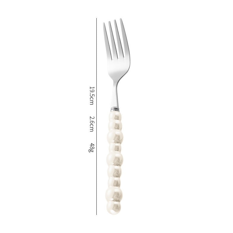 Creative Stainless Steel Ceramic Pearl-Shaped Handle Tableware