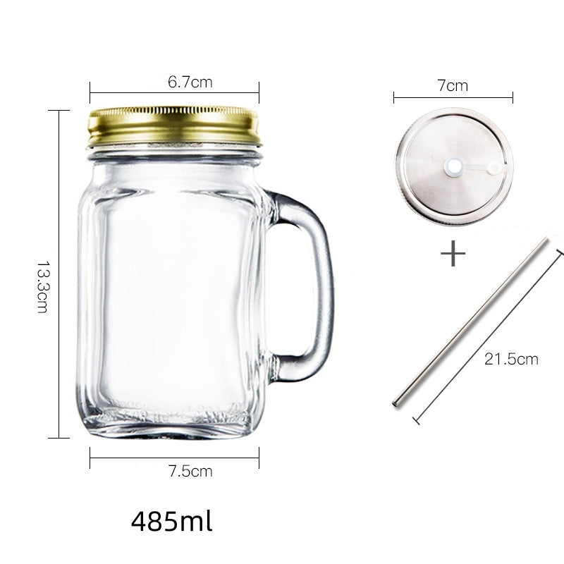 Retro Style Glass Transparent Water Cup For Juice And Coffee With A Lid
