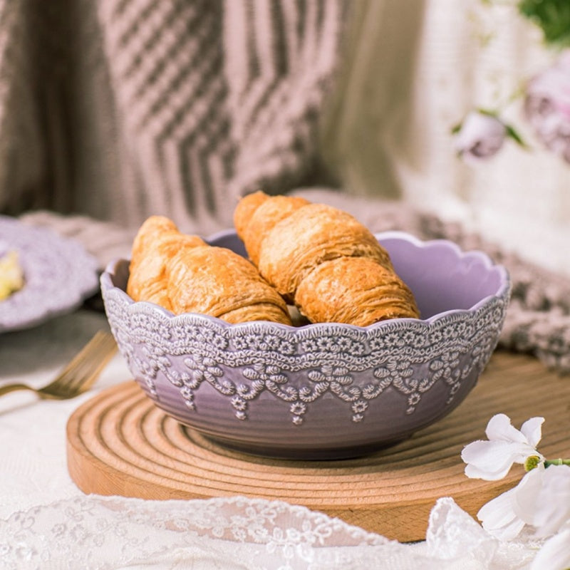 Palace Style Lace Plate Ceramic Tableware Relief Plate Western Plate