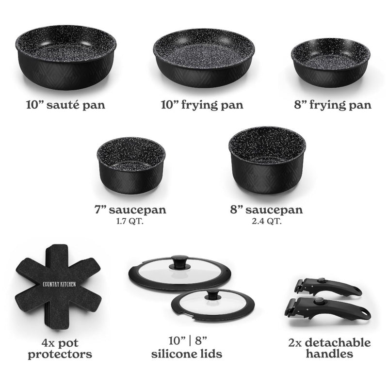 Detachable Patterned Tourmaline Cookware Set For Household Non-Stick Pans