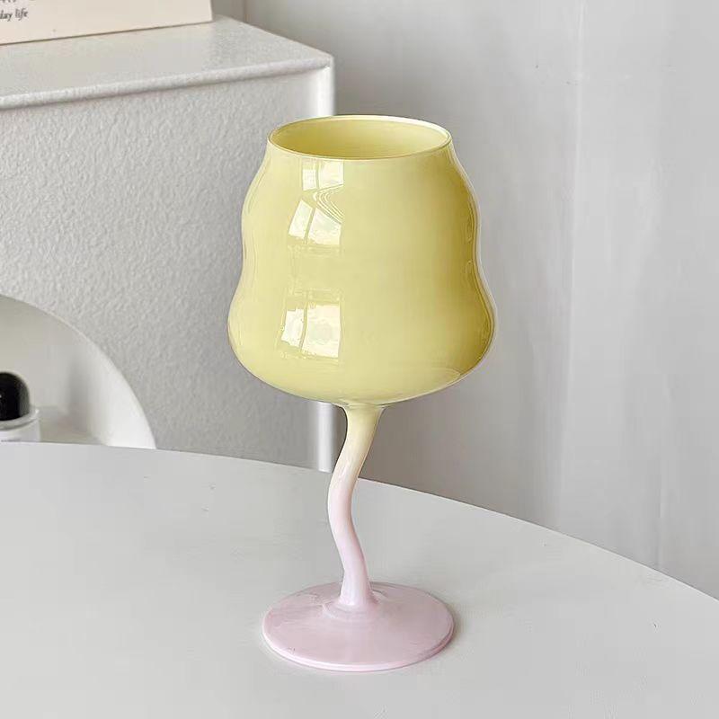 Macaron candy-colored fresh and bright wine goblets