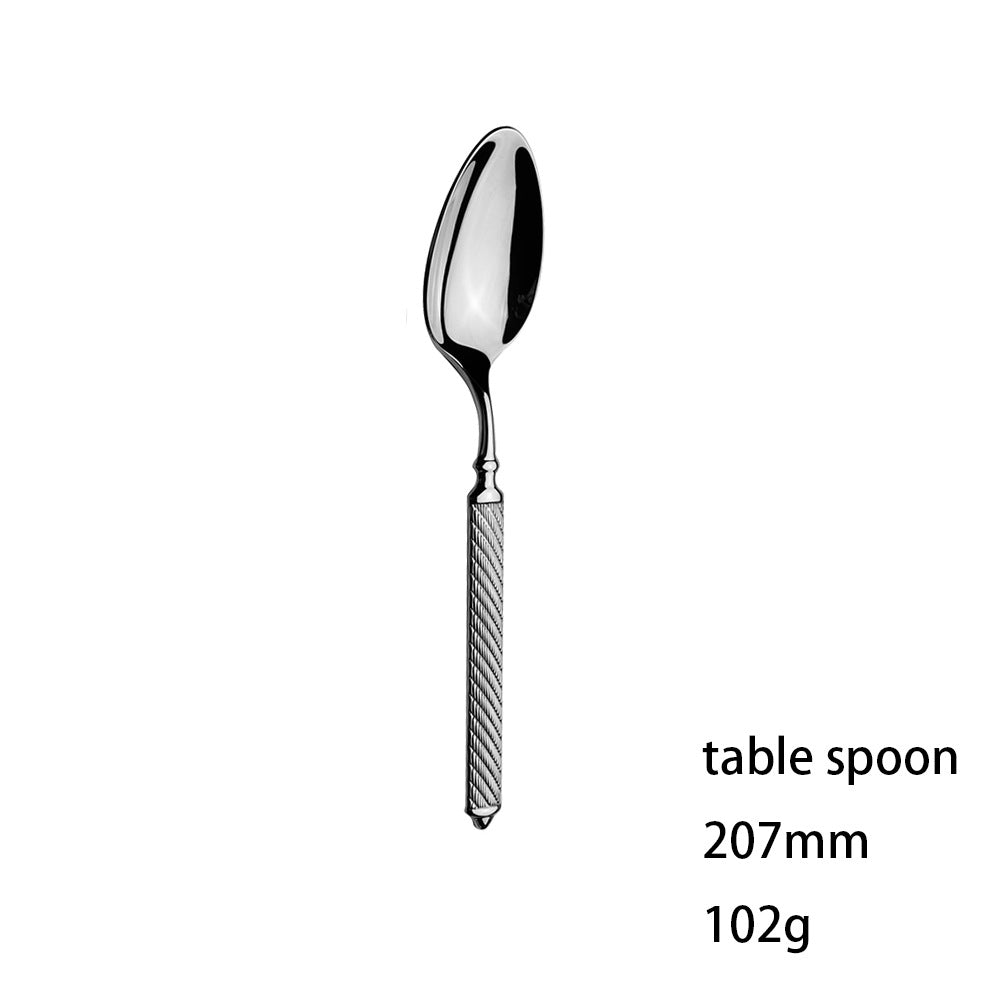 304 Stainless Steel Forged Twine Line Handle Advanced Thickened Knife Fork Spoon Western Tableware