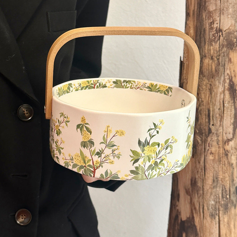 Original niche design sense osmanthus hand-held ceramic fruit basket