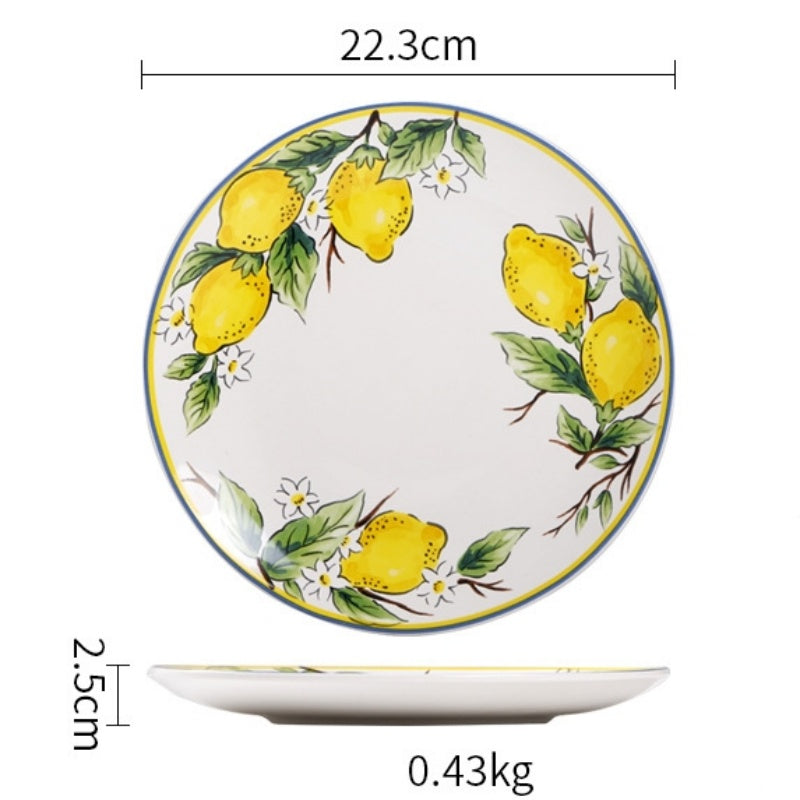 Creative Painted 9-Inch Ceramic Plate 4 Piece Set