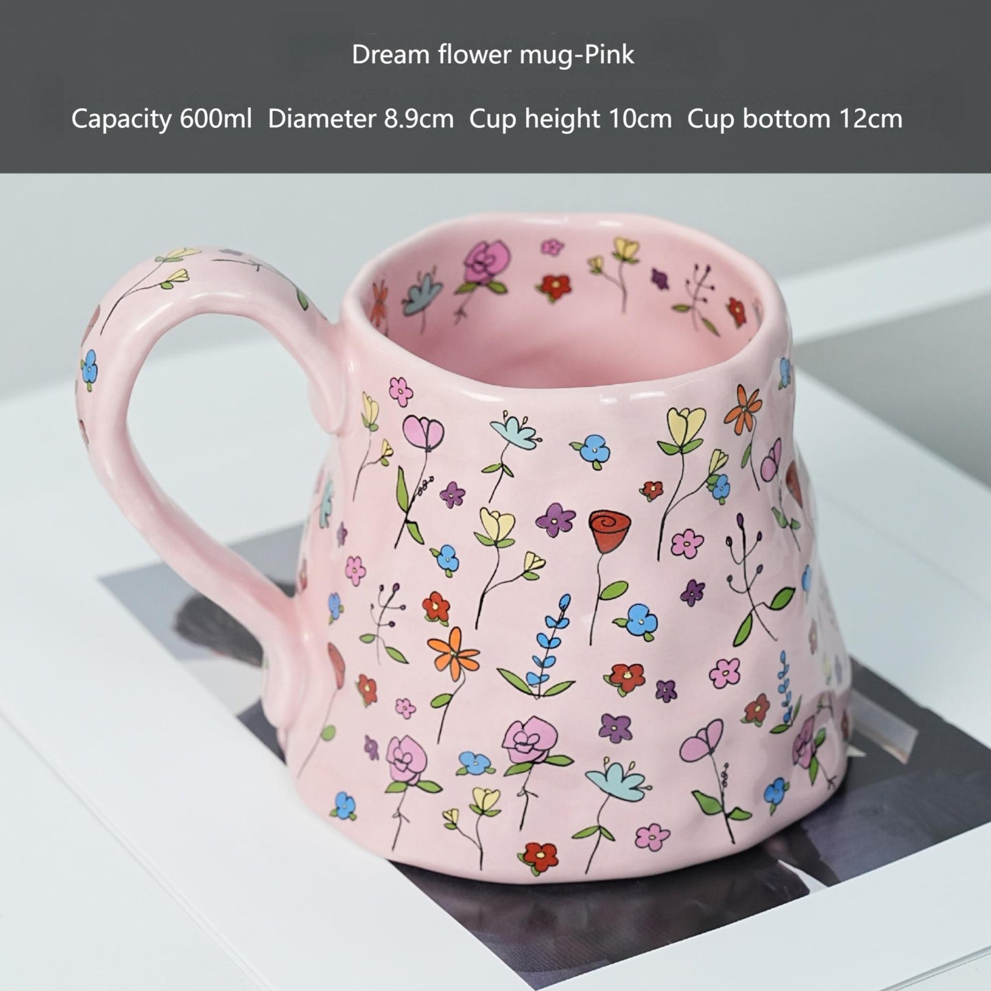 Creative floral ceramic mug High appearance level Large capacity coffee office breakfast mug