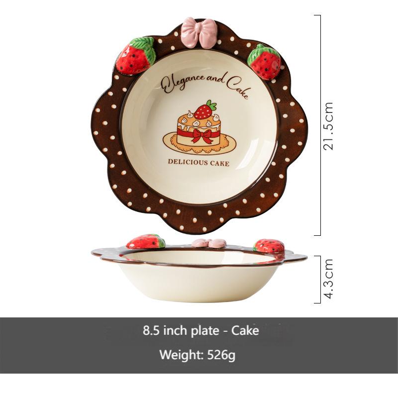 High appearance level Rabbit ceramic dish set underglaze color cutlery set