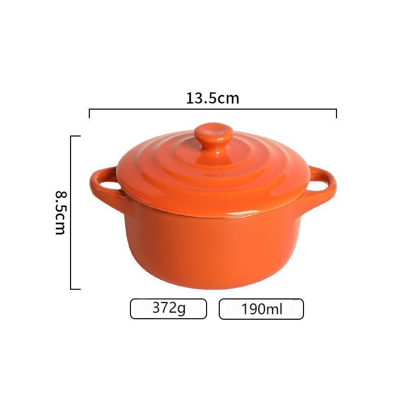 Light luxury ceramic with cover double ear small soup bowl for family children's bird's nest steamed egg stew bowl
