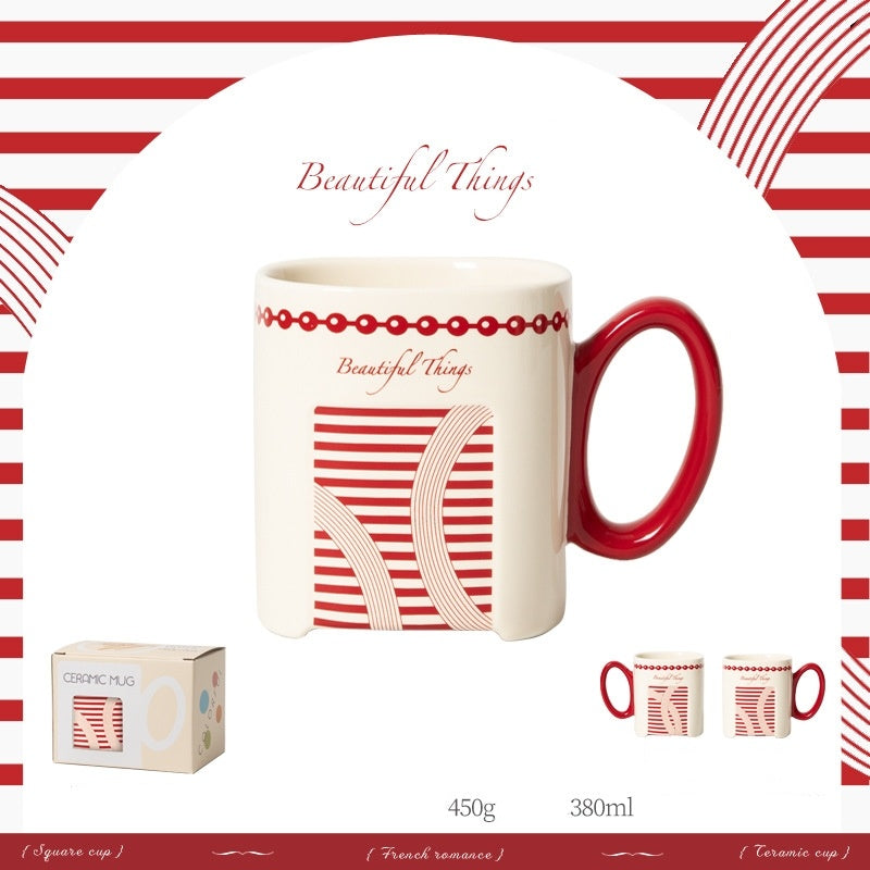 Retro Floral Graffiti Ceramic Mug Coffee Cup