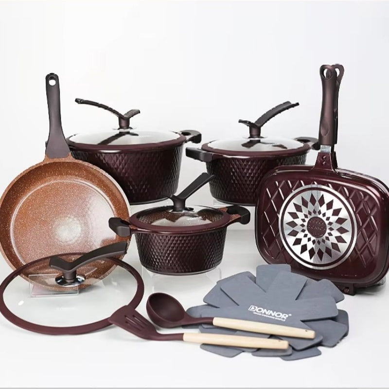 Diamond-Patterned Cookware Set, Suitable For Home Kitchen Non-Stick Stewing