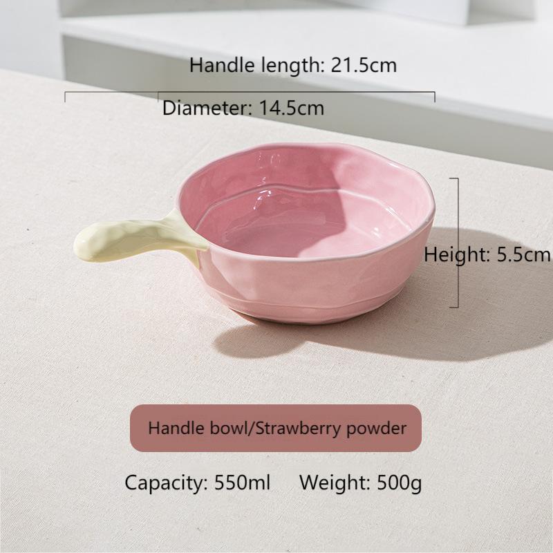 Household two-ear ceramic handle soup bowl baking bowl salad fruit bowl
