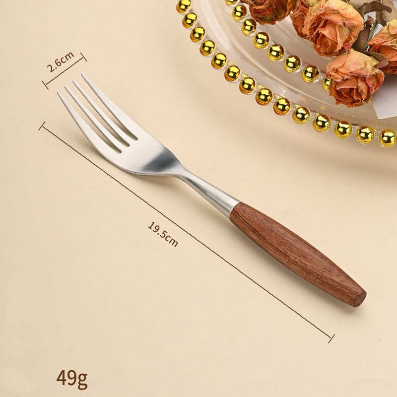 Stainless Steel Western Tableware With Rosewood Handles