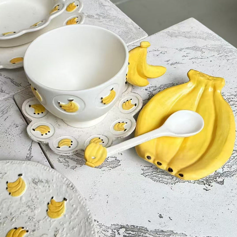 Banana do old series ceramic tableware set household rice bowl soup bowl salad plate breakfast cup