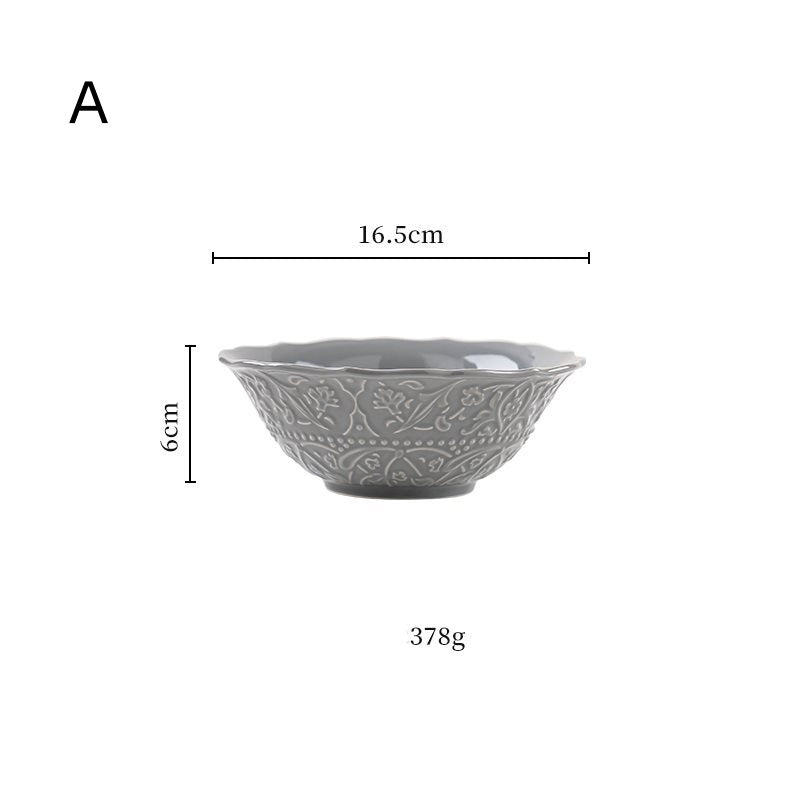 Retro Plate Home Relief Ceramic Dinner Plate Set