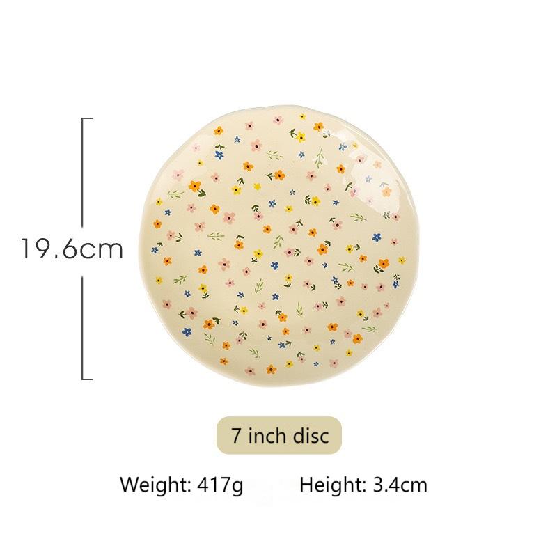 Original flower language ceramic bowl thickened high appearance level rice bowl plate household dishes
