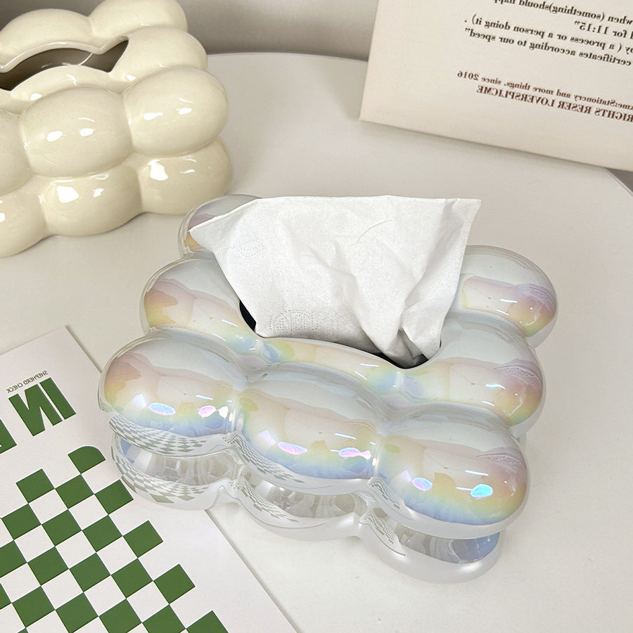 High appearance level light luxury marshmallow cream wind candy table ceramic tissue box
