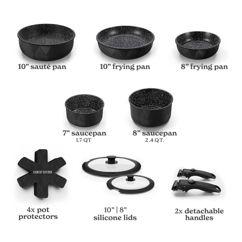 Detachable Patterned Tourmaline Cookware Set For Household Non-Stick Pans