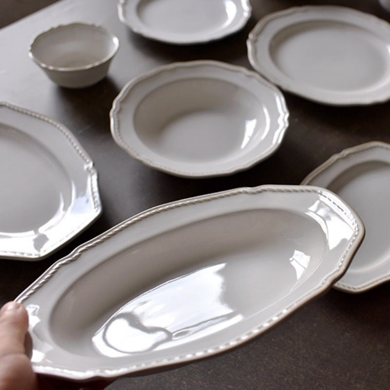 Underglaze Relief On Retro Ceramic Tableware Plates