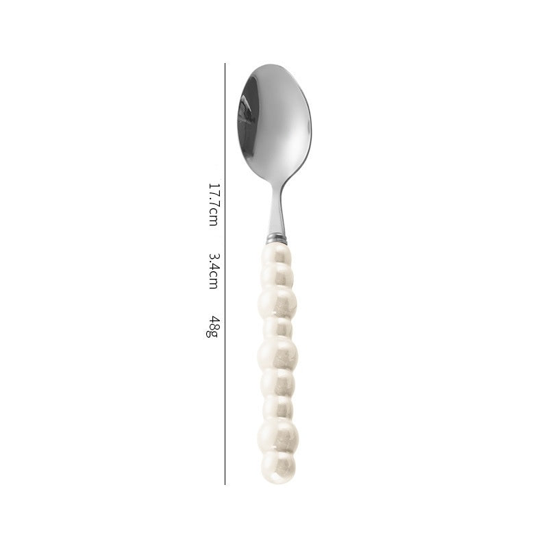 Creative Stainless Steel Ceramic Pearl-Shaped Handle Tableware