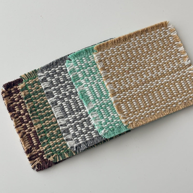 Retro Fabric Woven Coasters Set Of Five