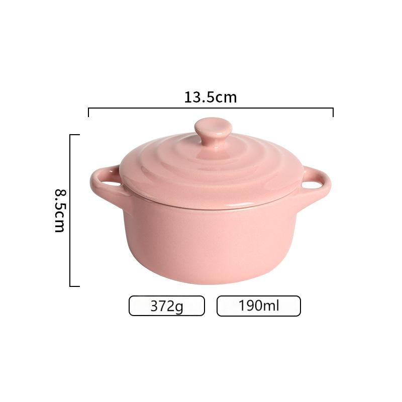 Light luxury ceramic with cover double ear small soup bowl for family children's bird's nest steamed egg stew bowl