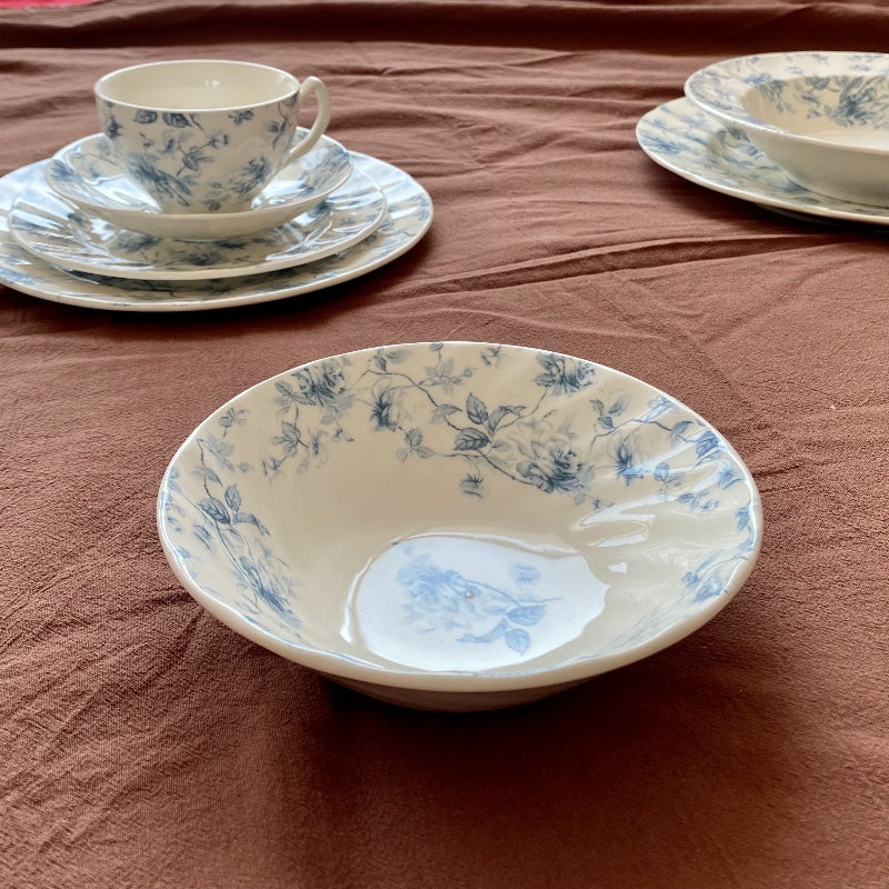 Underglaze Color Blue Flower Dinner Plate Grain Bowl Soup Plate Coffee Cup