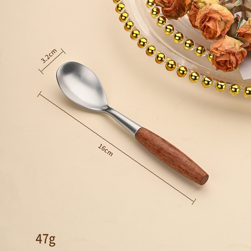 Stainless Steel Western Tableware With Rosewood Handles