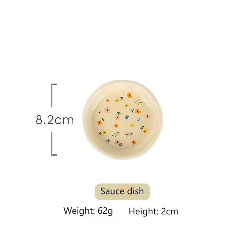 Original flower language ceramic bowl thickened high appearance level rice bowl plate household dishes