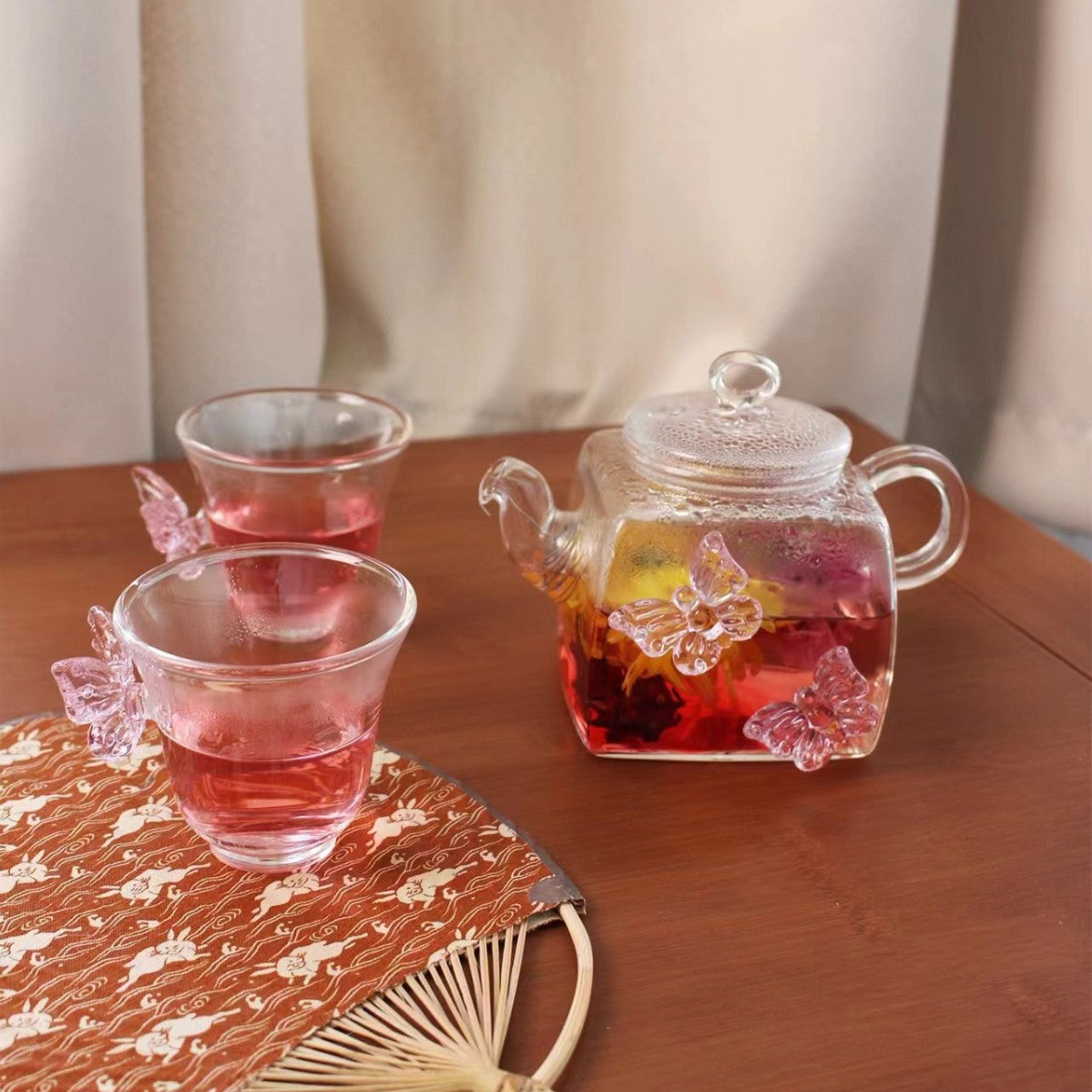 Spring butterfly cup pot set butterfly glass water cup