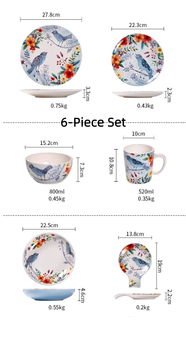 Creative Forest Series Painted Ceramic Plate Home Plate Set