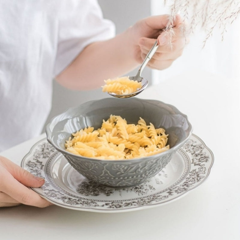 Retro Plate Home Relief Ceramic Dinner Plate Set