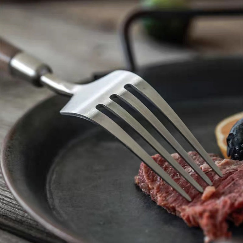 Retro Stainless Steel, Walnut Handle Thickened Household Western Tableware