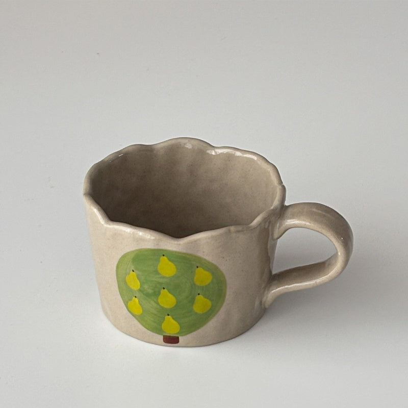 Hand-Painted Rough Clay Irregular Hand-Shaped Mug