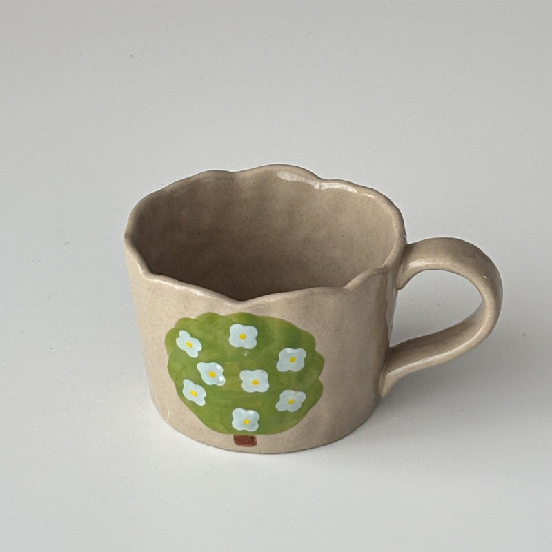 Hand-Painted Rough Clay Irregular Hand-Shaped Mug