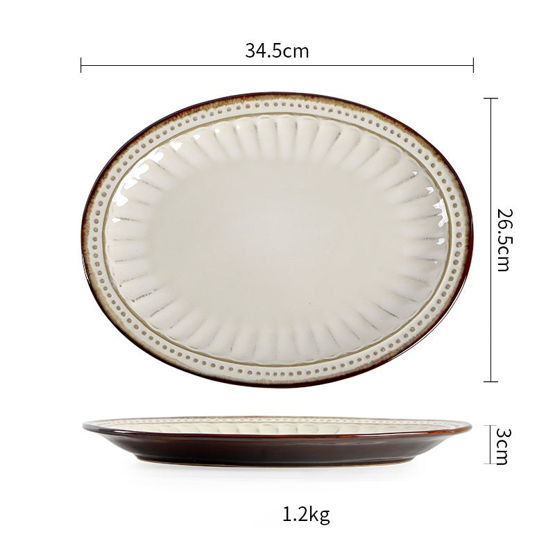 Vintage Oval Plate Under Glaze Home Dining Room